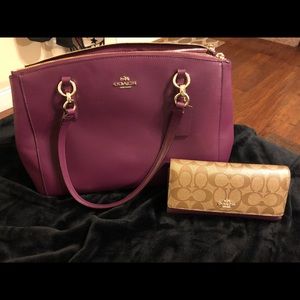 Coach Christie Leather Shoulder Bag + Wallet
